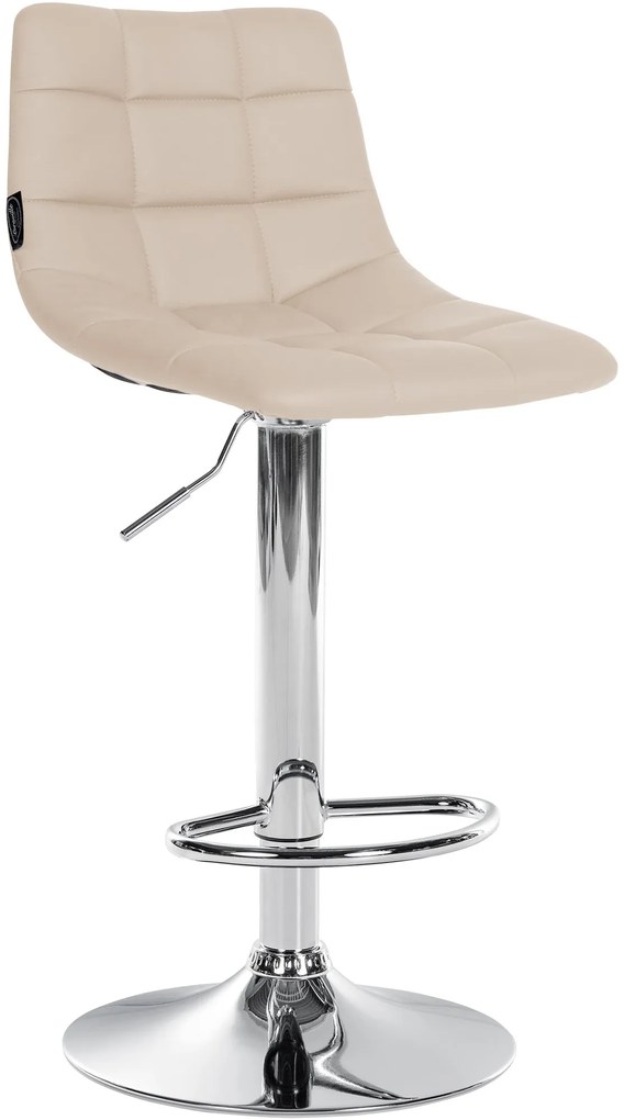 Conjunto de 2 bancos altos Jerry em couro sintético com estrutura cromada 87-108,5 x 43 x 46,5 cm Creme