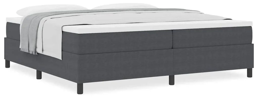 Cama Box com Colchão Cinza Escuro, 200 x 200 cm, Tecido de Corduroy.