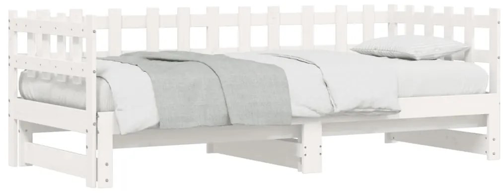 Estrutura sofá-cama de puxar 2x(90x190) cm pinho maciço branco