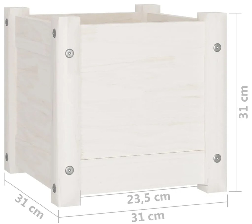 Vasos/floreiras de jardim 2 pcs 31x31x31 cm pinho maciço branco