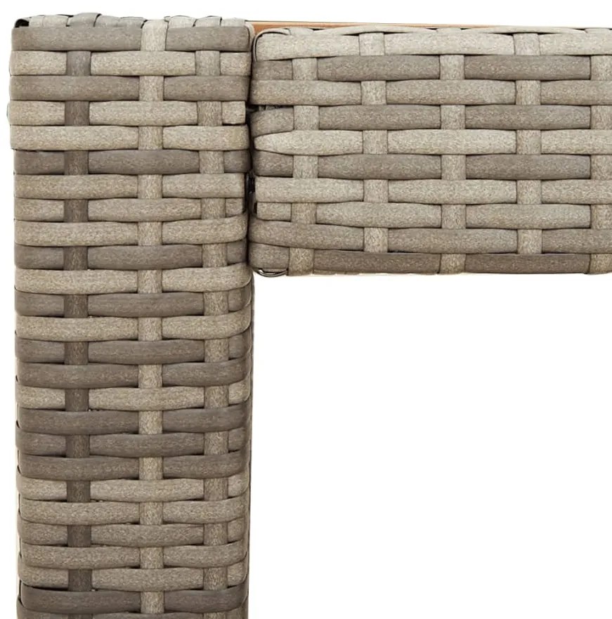 Mesa apoio jardim c/ tampo madeira 60x40x75 cm vime PE cinzento