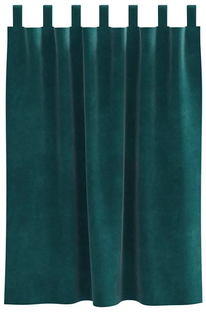 Cortinas Blackout vidaXL com Laços de Pendurar 2 pcs Verde Escuro Velu