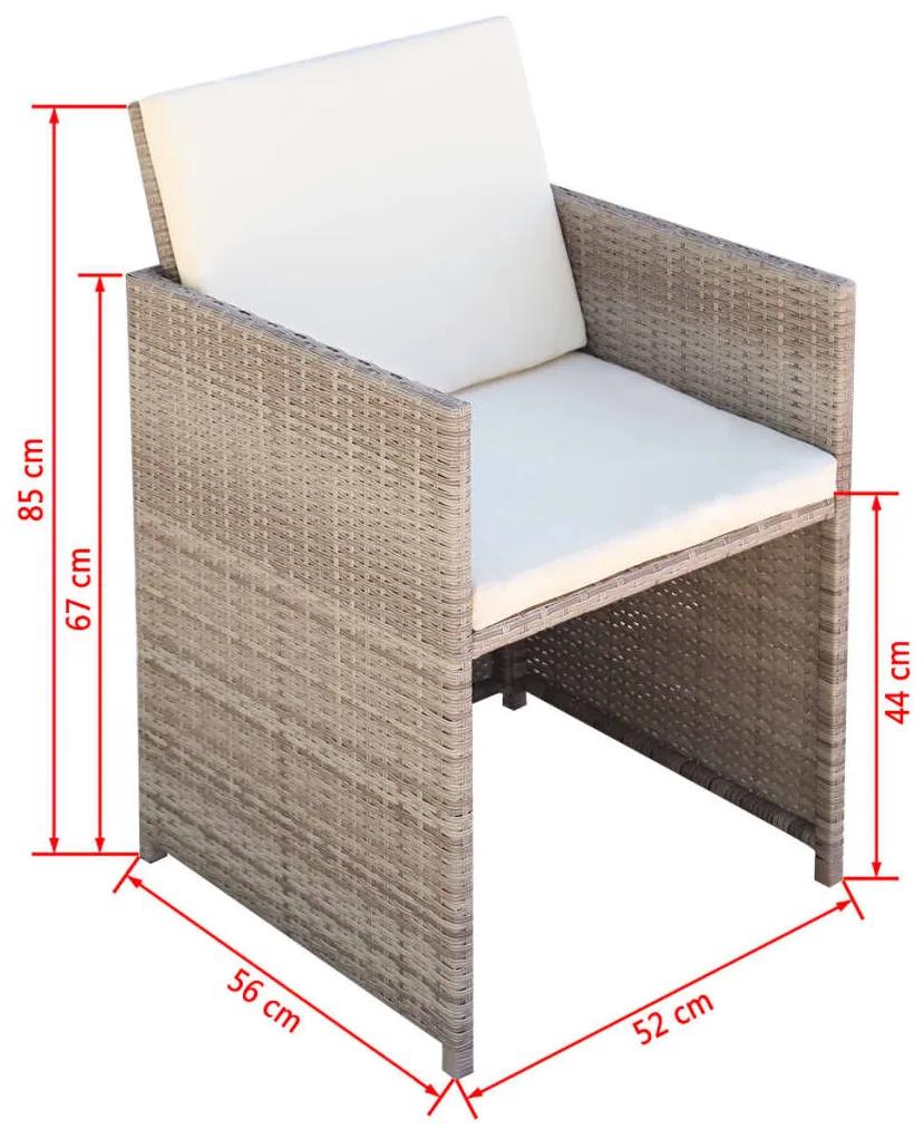 Cadeiras de jardim 2 pcs c/ almofadões e almofadas vime PE bege