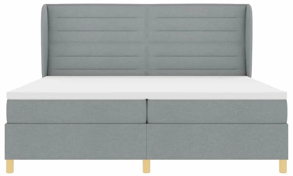 Cama Box Spring vidaXL com Colchão - Cinza Claro, 200x200 cm, Tecido