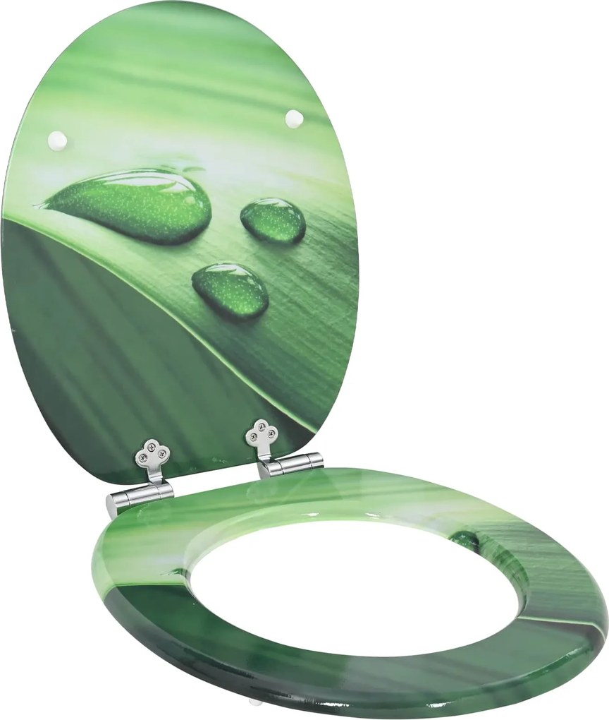 vidaXL Assento de Vaso Sanitário Gota Verde 44 x 38 cm Placa de MDF