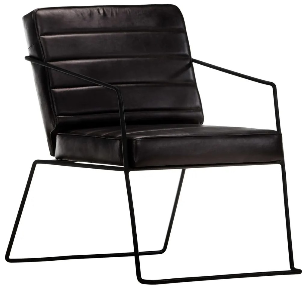 284413 vidaXL Poltrona em couro genuíno preto