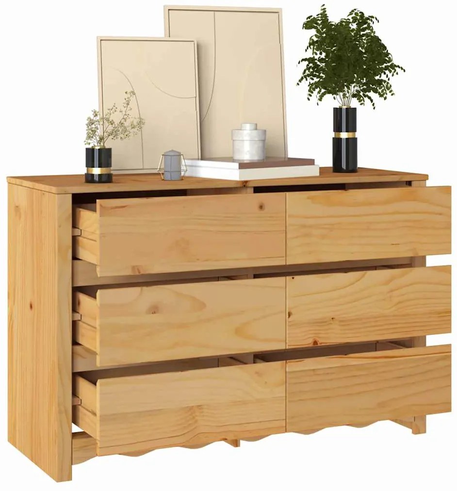 Cômoda vidaXL "DRAMMEN" 111x43x73,5 cm Madeira Sólida Pinheiro