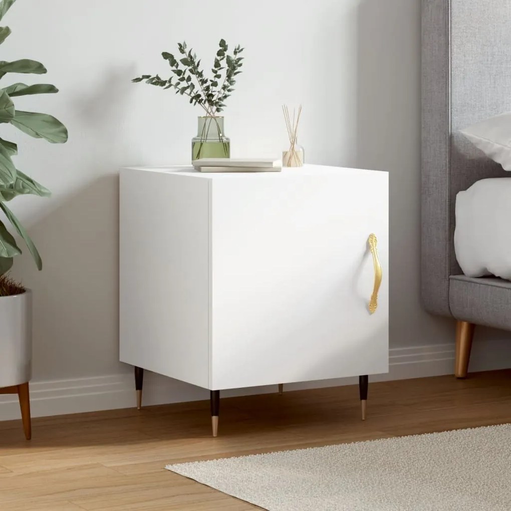 vidaXL Mesa cabeceira 40x40x50 cm derivados de madeira branco