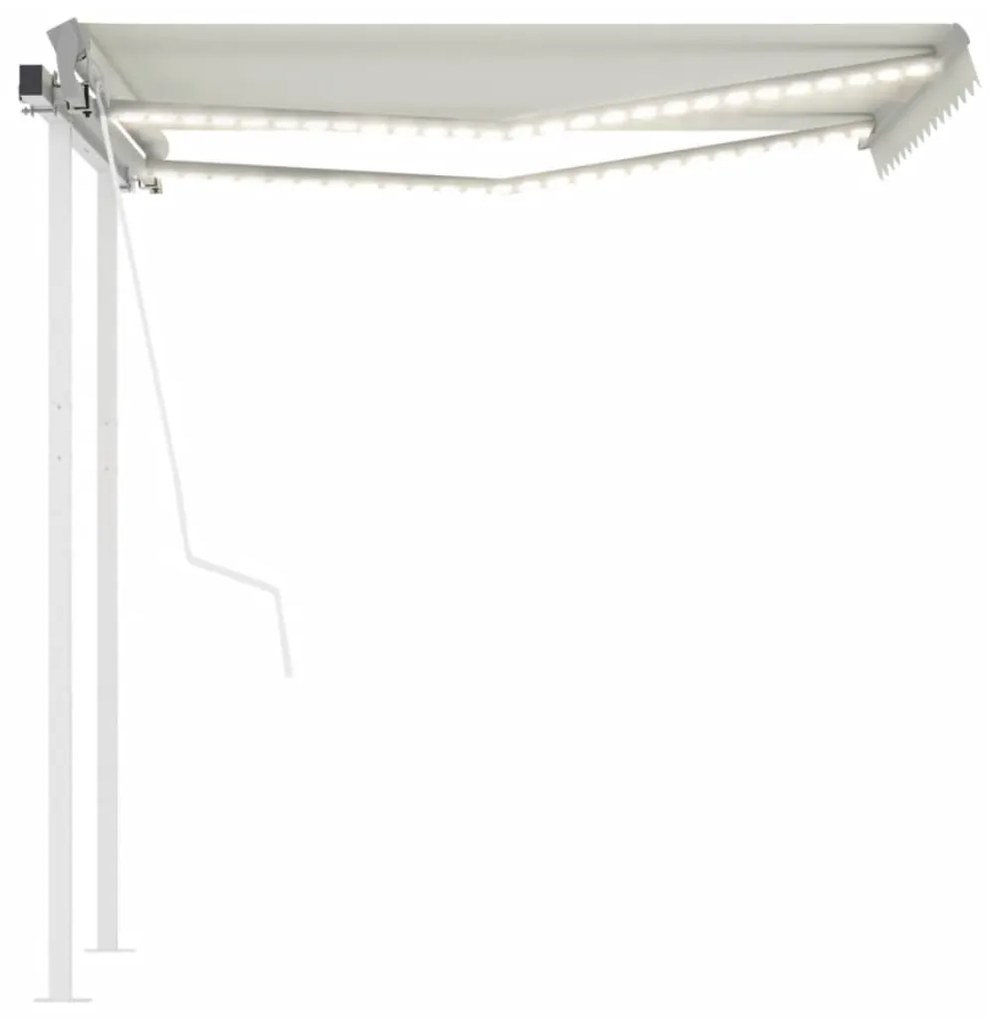 Toldo automático LED e sensor de vento 3,5x2,5 m cor creme