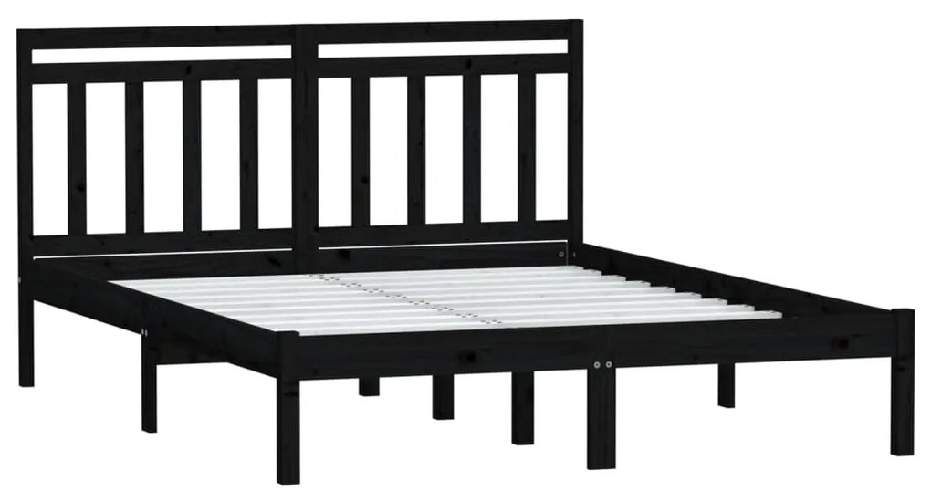 Estrutura de cama king 150x200 cm madeira maciça preto