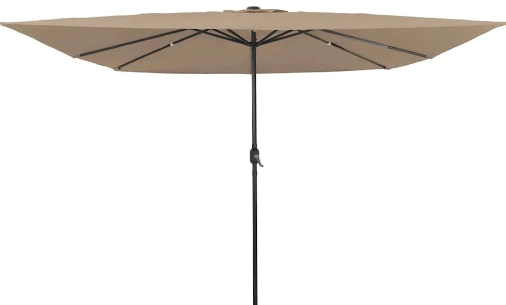 vidaXL Guarda-sol Quadrado com Luzes LED 295x245 cm Taupe