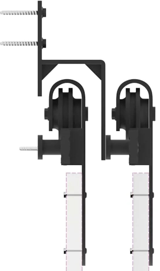 Kit de ferragens para porta deslizante 200 cm aço preto