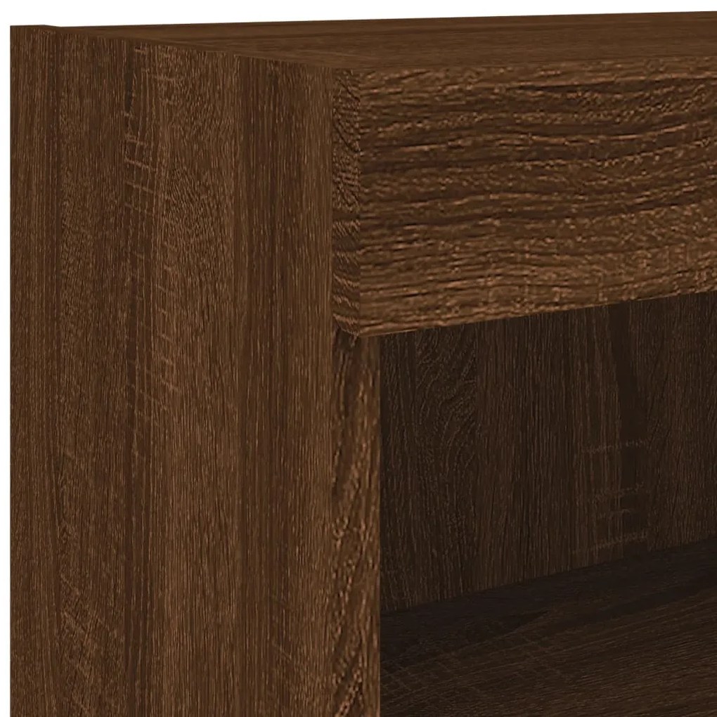 Móvel de TV com luzes LED 60x30x30 cm carvalho castanho