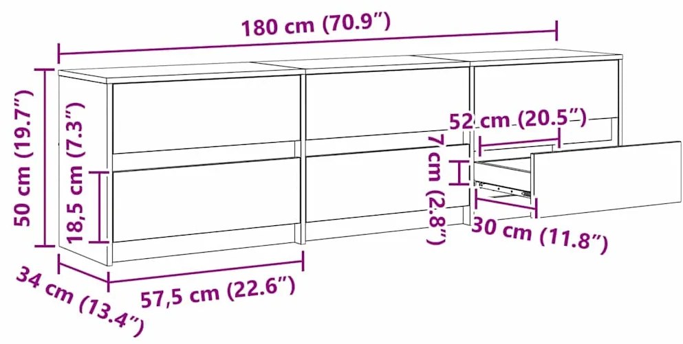 Gabinete para TV Castanho 181 x 34 x 50 cm