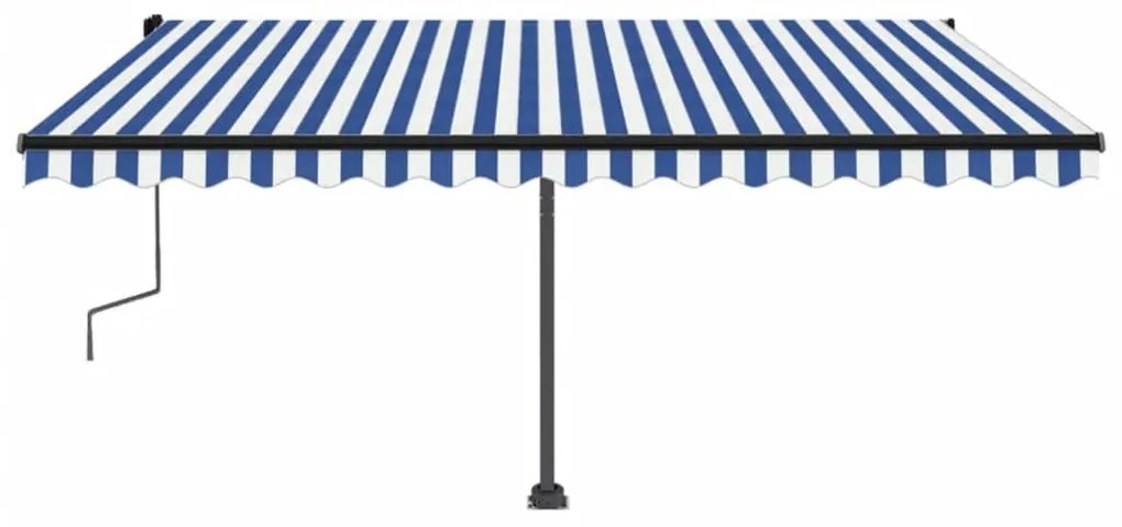 Toldo retrátil manual independente 450x300 cm azul e branco
