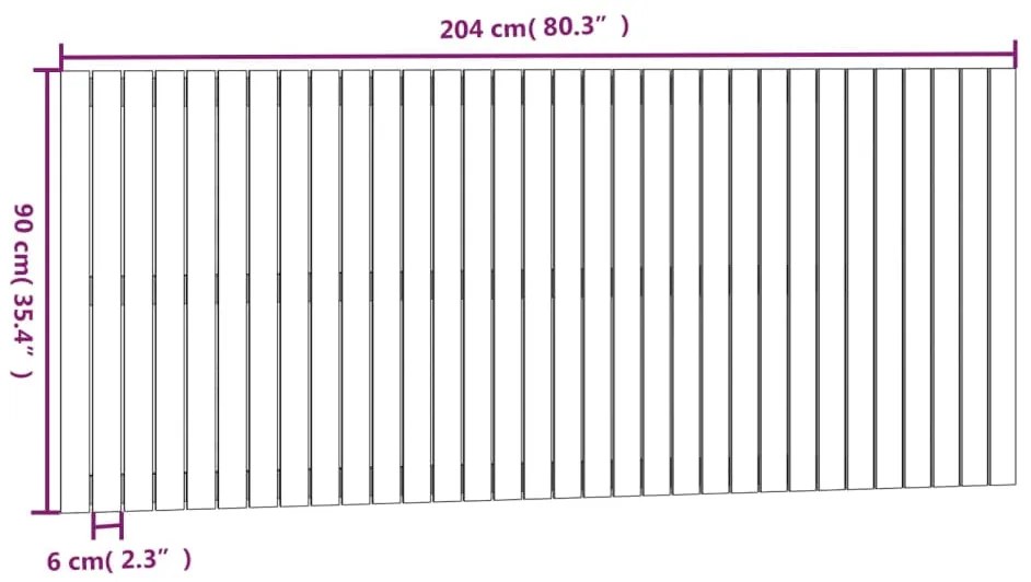 Cabeceira de parede 204x3x90 cm madeira de pinho maciça preto