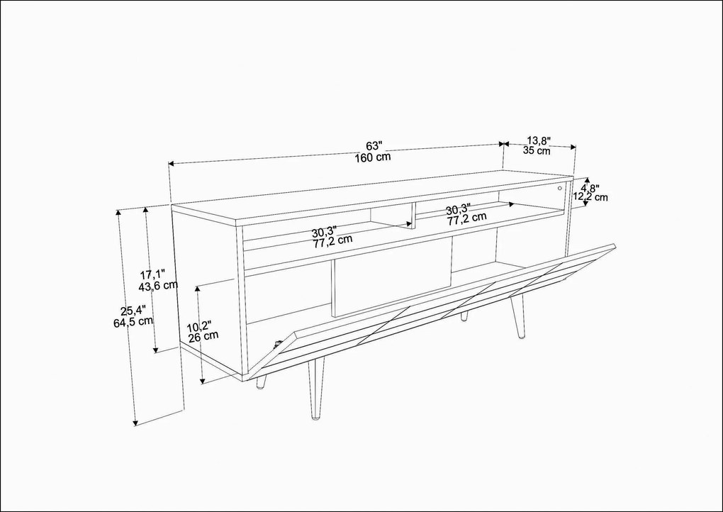 Móvel de TV Ola – Nogueira – 160 cm x 35 cm x 64,5 cm
