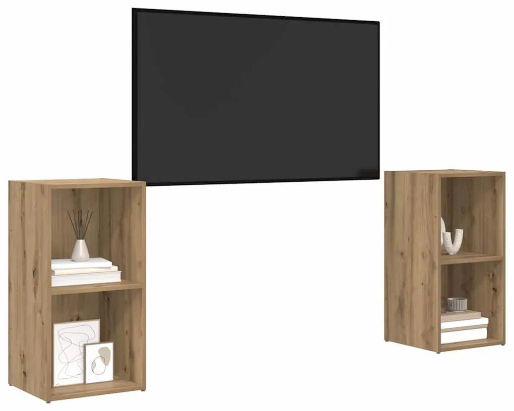 Conjunto de móvel de TV com prateleira 2 pcs Carvalho Artesanal