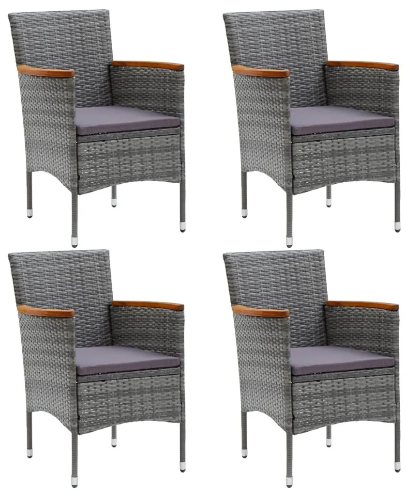 5 pcs conjunto de jantar para jardim cinzento