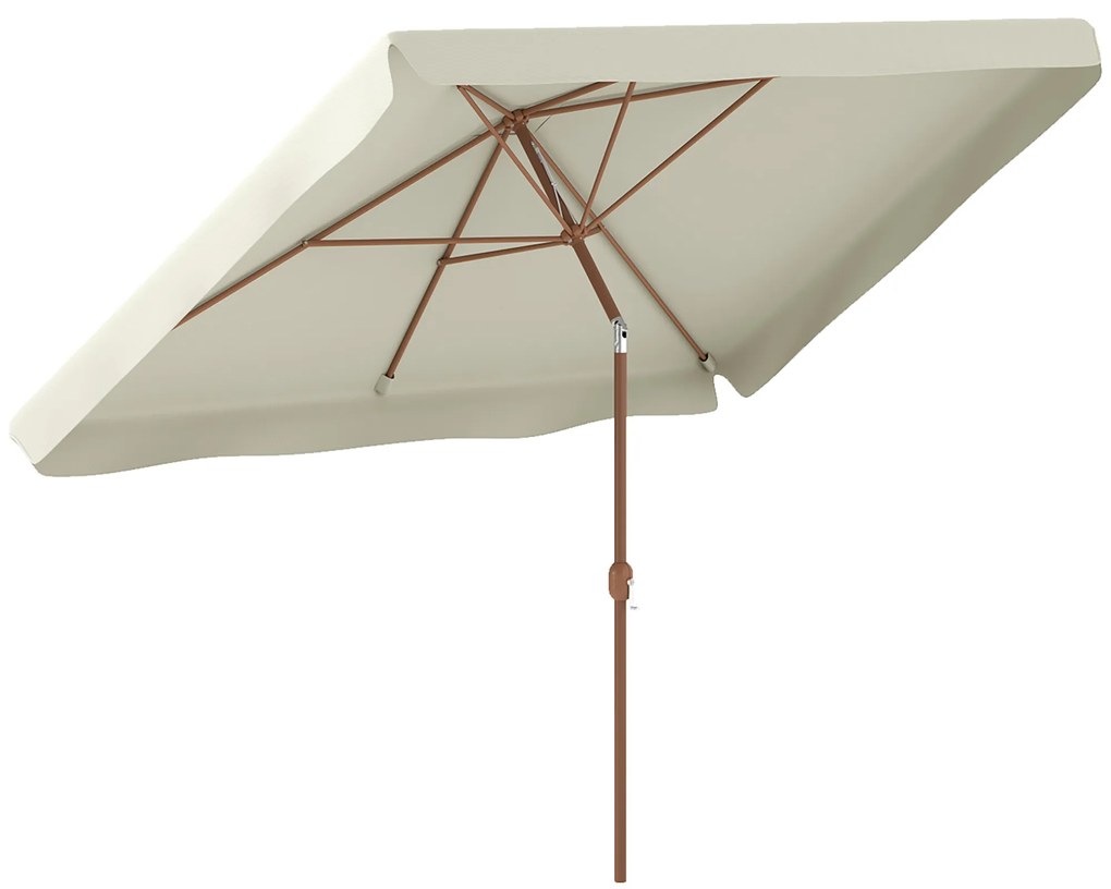 Outsunny Chapéu de Sol de Jardim 300x200 cm com Ângulo Ajustável Mastro de Alumínio Manivela e Proteção UV 50+ Bege