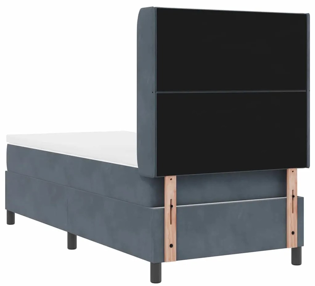 Cama Box com Colchão e LED vidaXL Cinza Escuro 90x190 cm Veludo