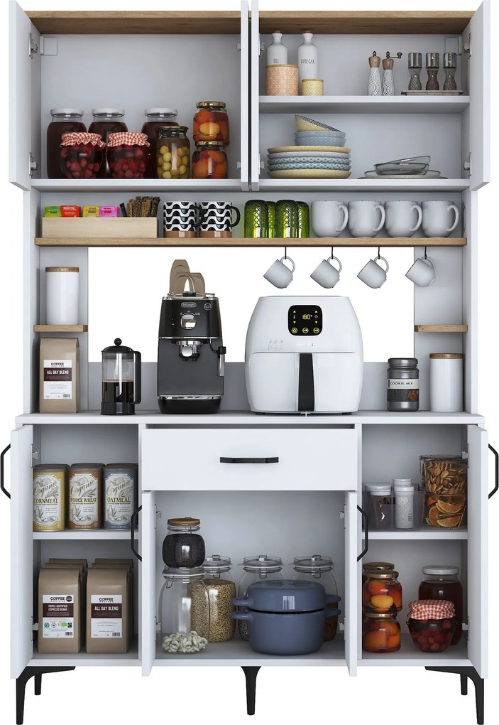 Armário Alto de Cozinha "Stella" - 120 x 184,2 x 40 cm - Nogueira e Br