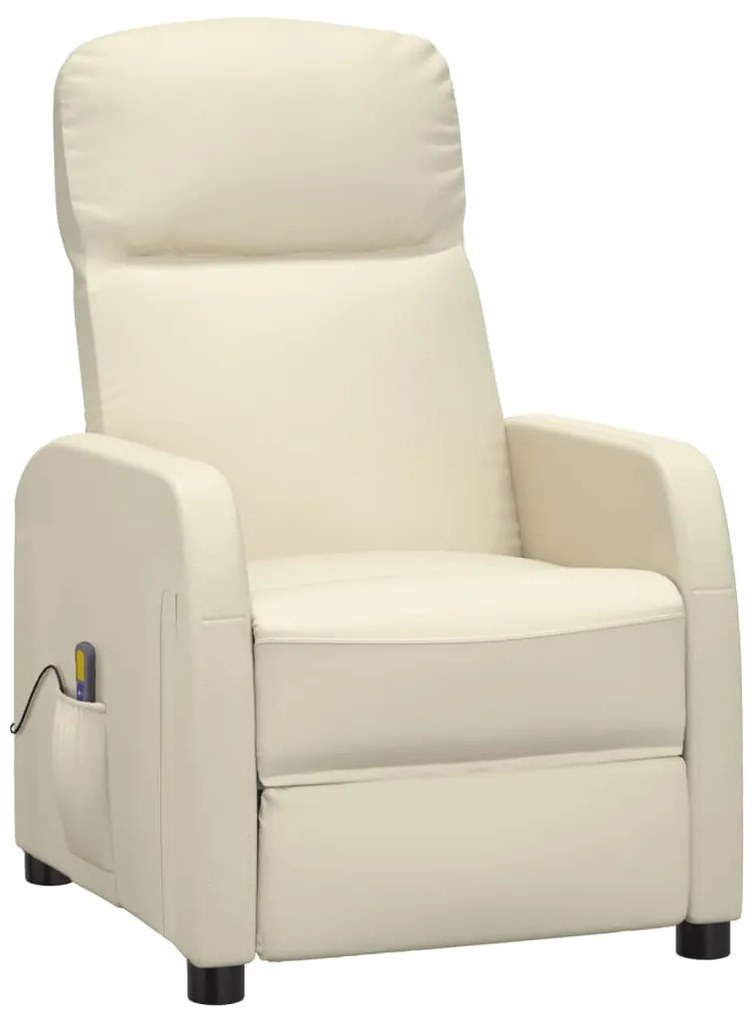 Poltrona de massagens reclinável couro artificial branco nata