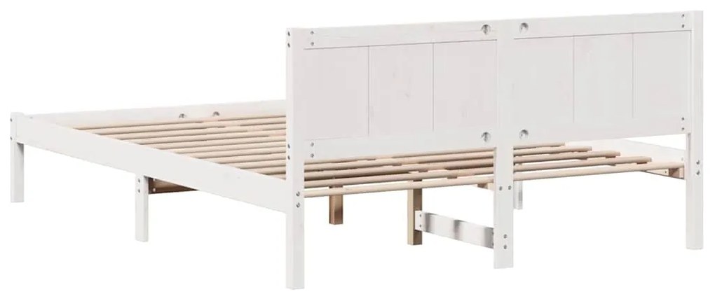 Cama de Madeira Branca Branca Madeira 160 x 200 cm Durável