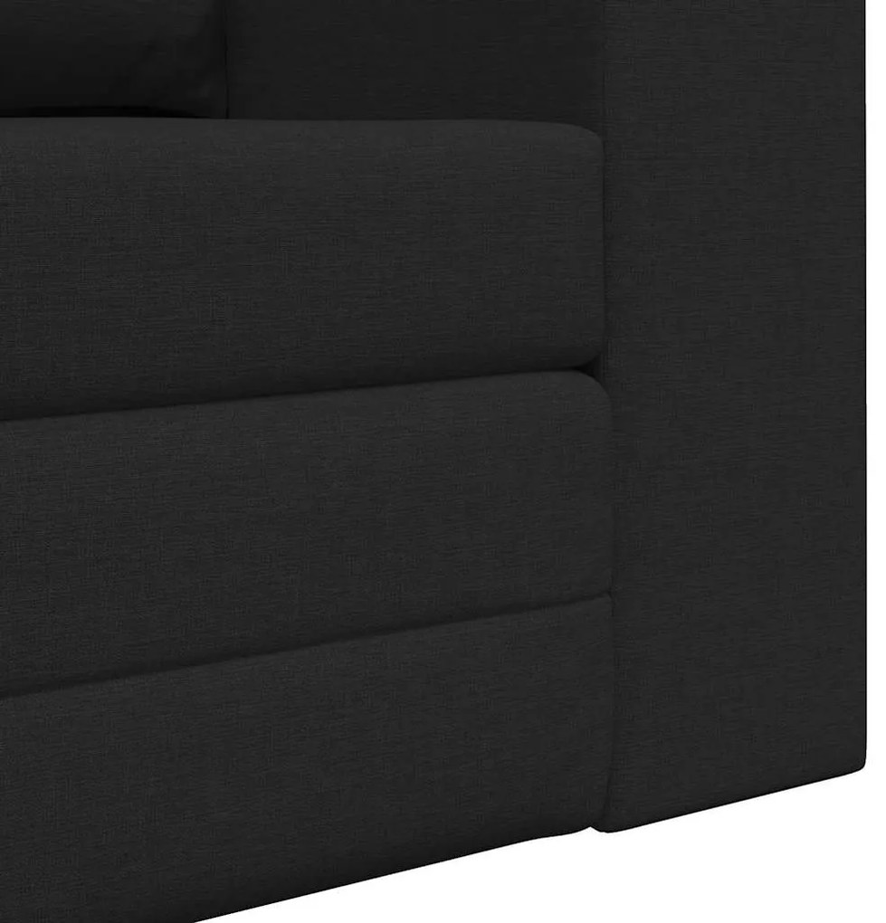 Sofá-Cama de Chão 2 em 1 Preto 148x71x83 cm Tecido
