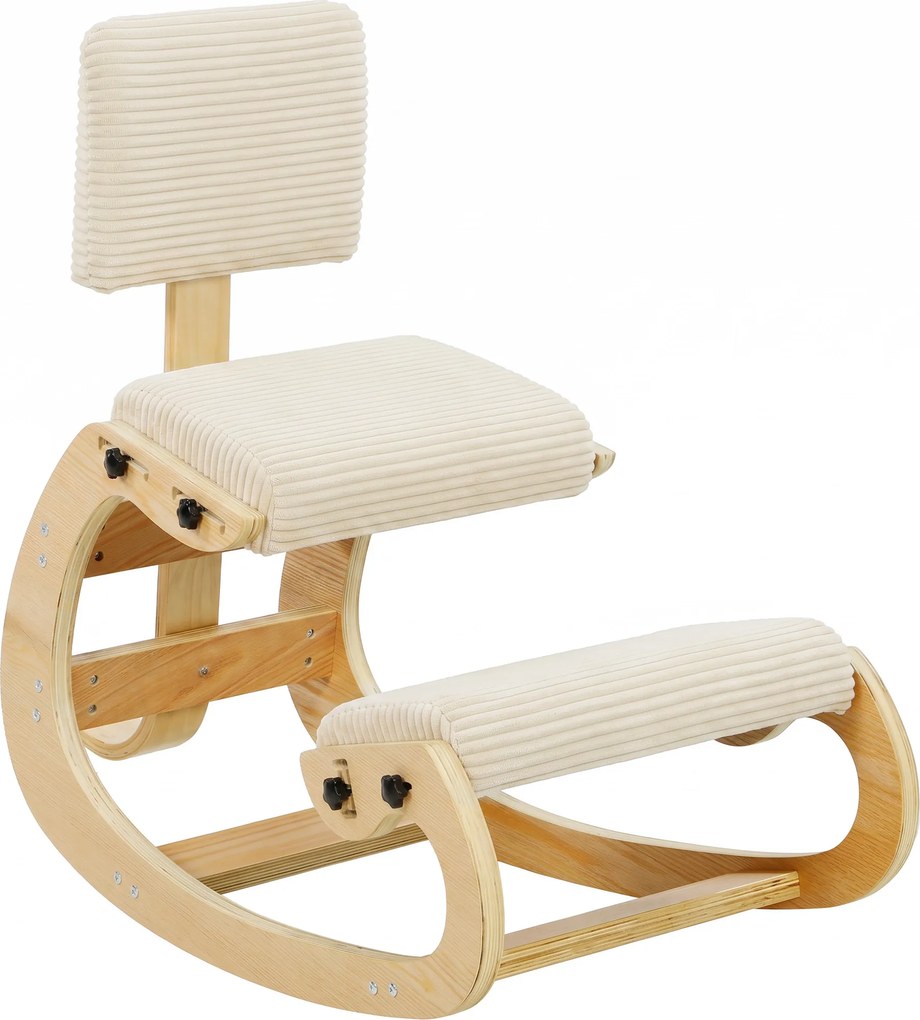 HOMCOM Cadeira de Joelhos Ergonómica com Encosto, Apoio para Joelhos e Bombazina Creme | Aosom Portugal