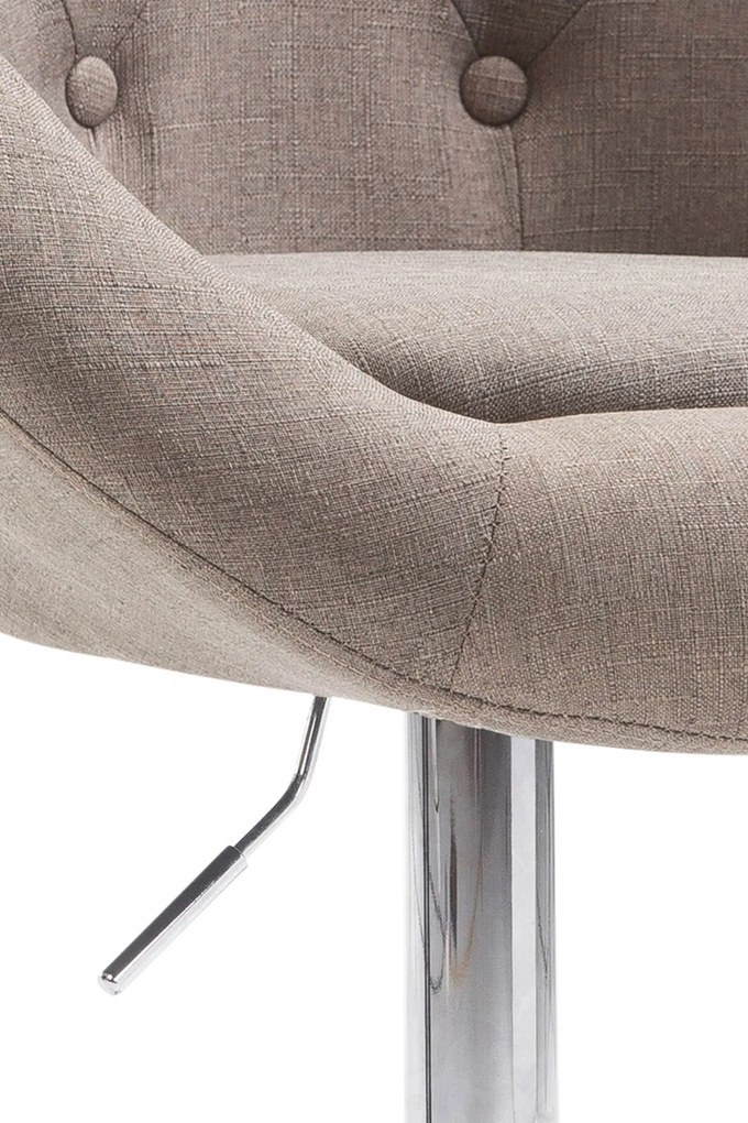 Banco de bar London em tecido e com estrutura cromada 65 x 107-128 x 57 cm Castanho acinzentado