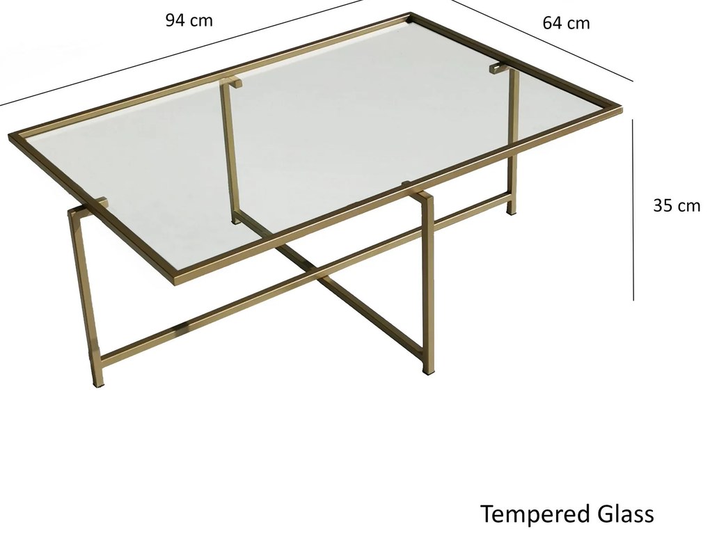 Mesa de Centro Sun S408 – Dourado – 94x35x64 cm