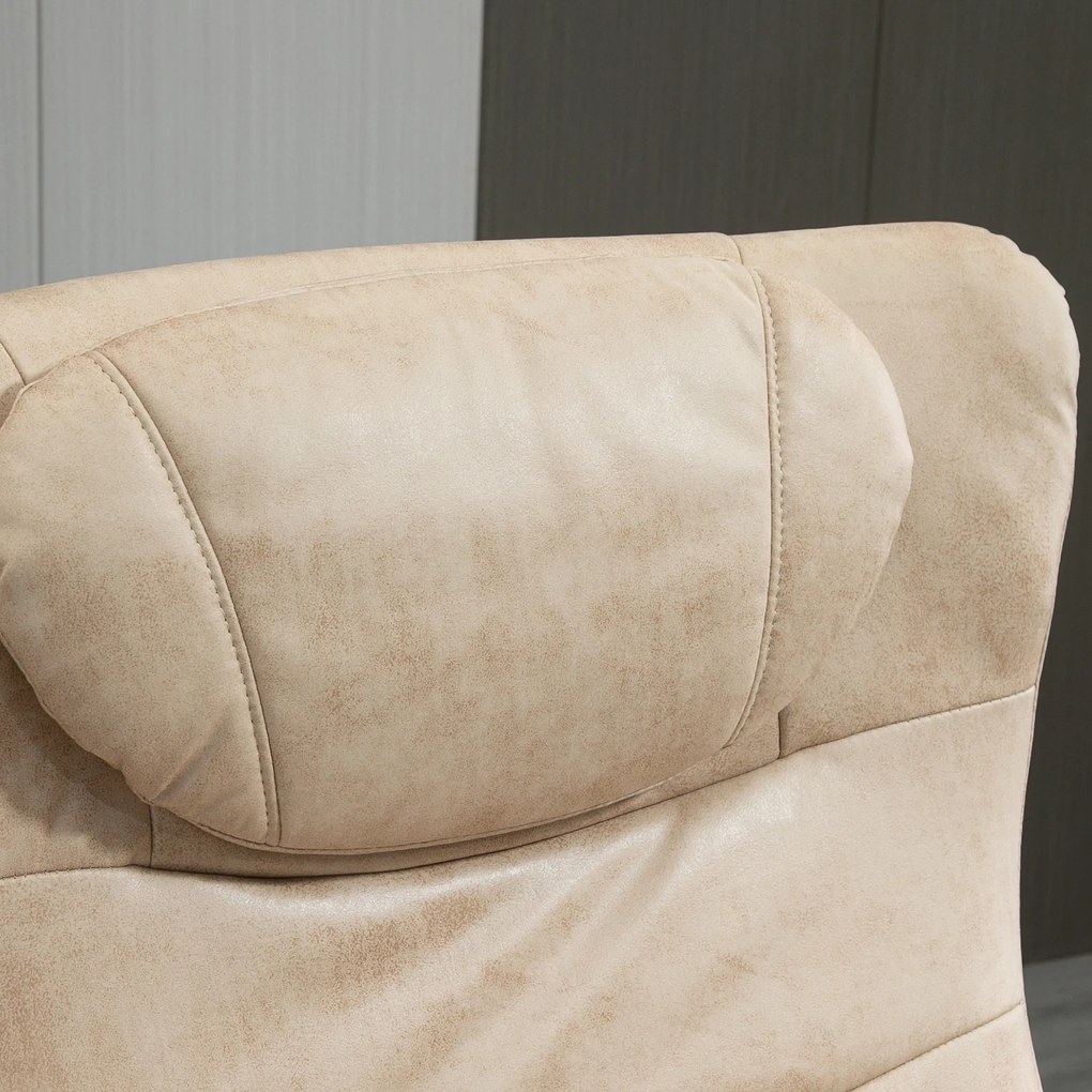 HOMCOM Poltrona Relax com Apoio para os Pés Poltrona Reclinável até 135° e Giratória 360° com Encosto Ajustável para Sala de Estar Escritório 78x83x103cm Bege