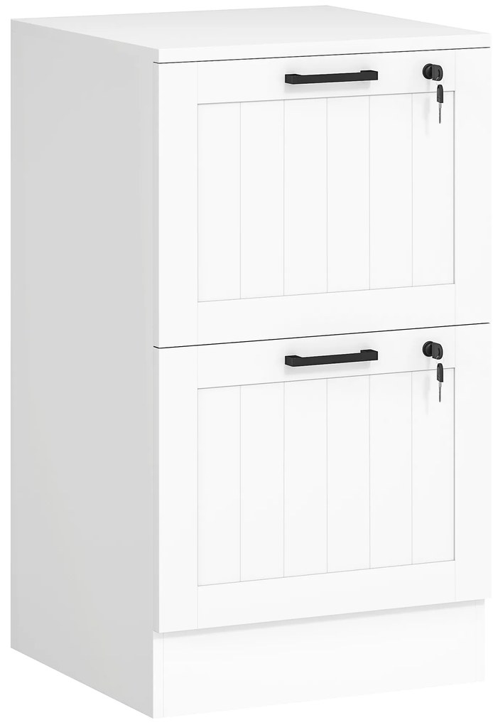 HOMCOM Bloco de Gavetas com Fechadura e Gavetas Suspensas A4 para Escritório 40x40x71 cm Branco | Aosom Portugal