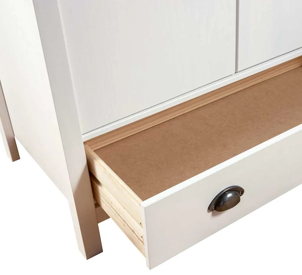 Roupeiro 3 portas Hill 127x50x170 cm pinho maciço branco