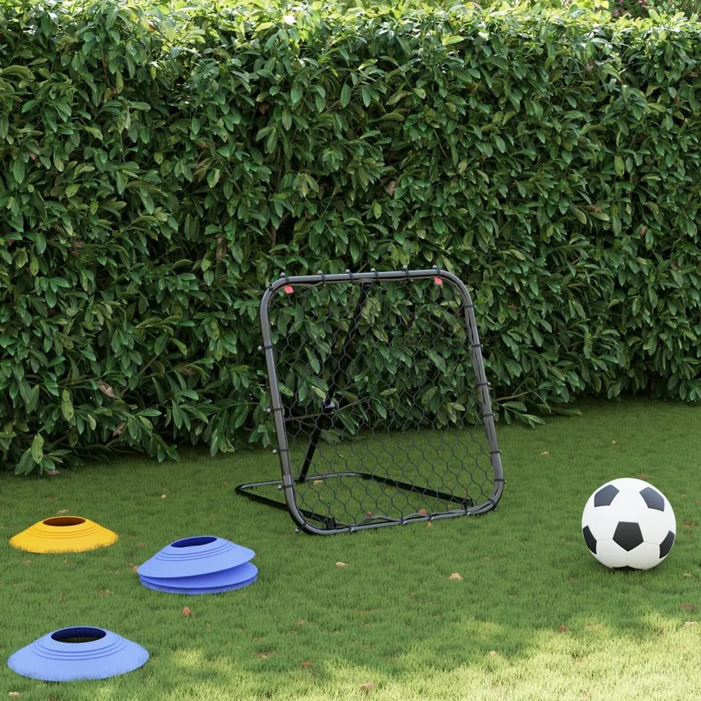 Rede de ressalto de futebol ajustável 84x73x60-80 cm aço preto