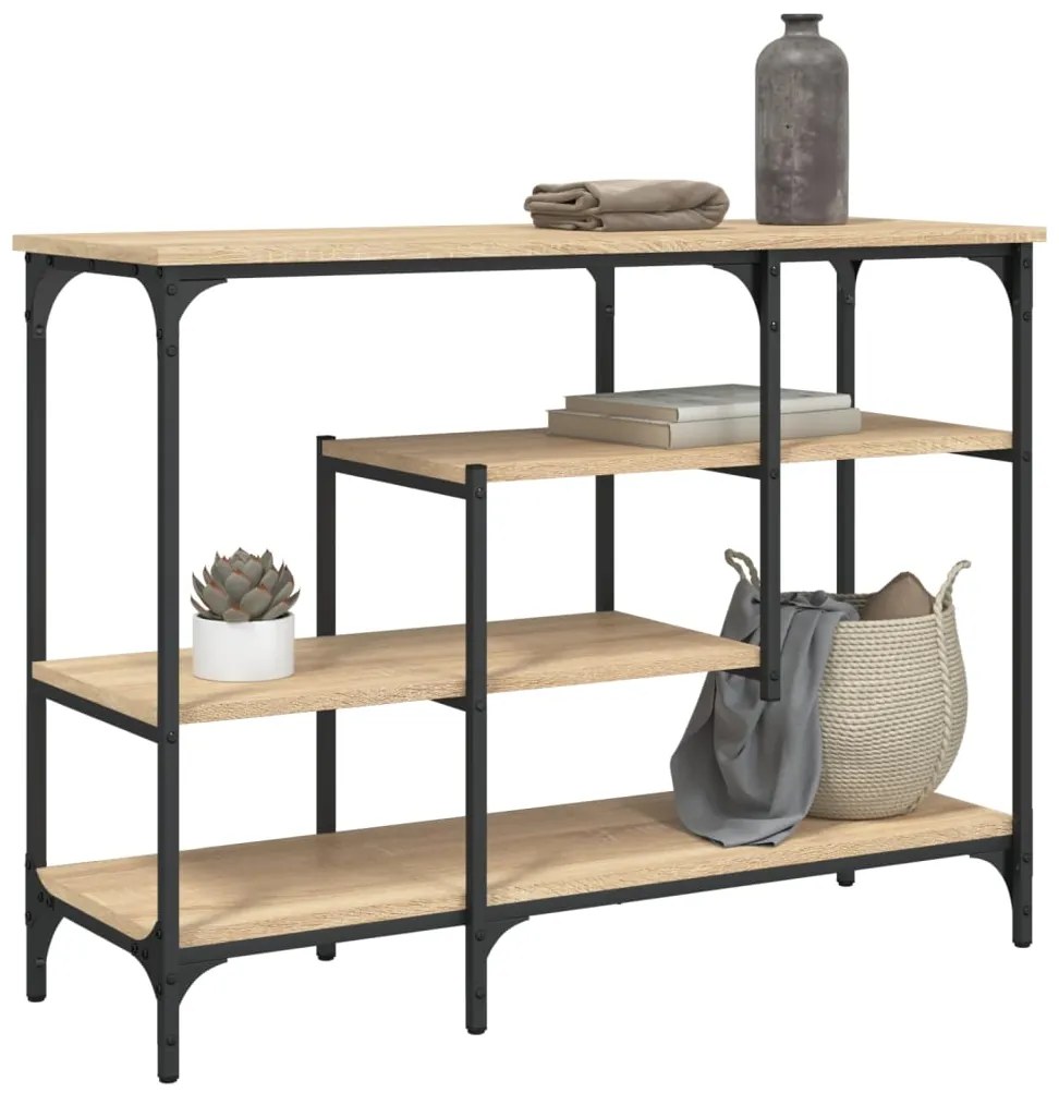 Mesa consola c/ prateleiras 100x35x75 cm carvalho sonoma