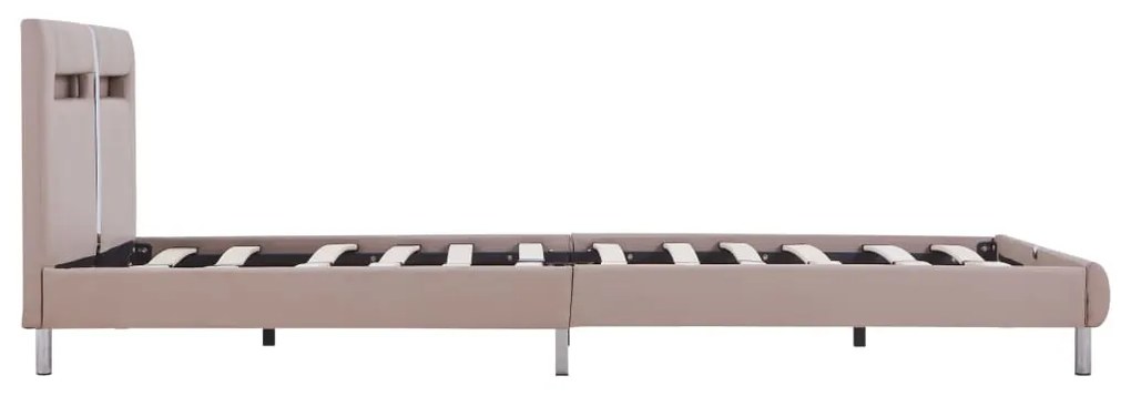 Estrutura de cama c/ LEDs 120x200cm couro artificial cappuccino