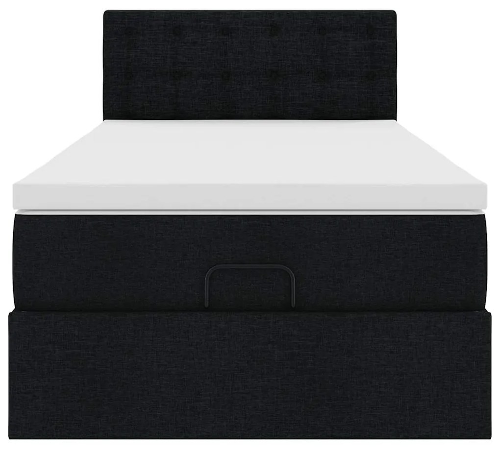 Cama otomana com colchão 90x200 cm tecido preto