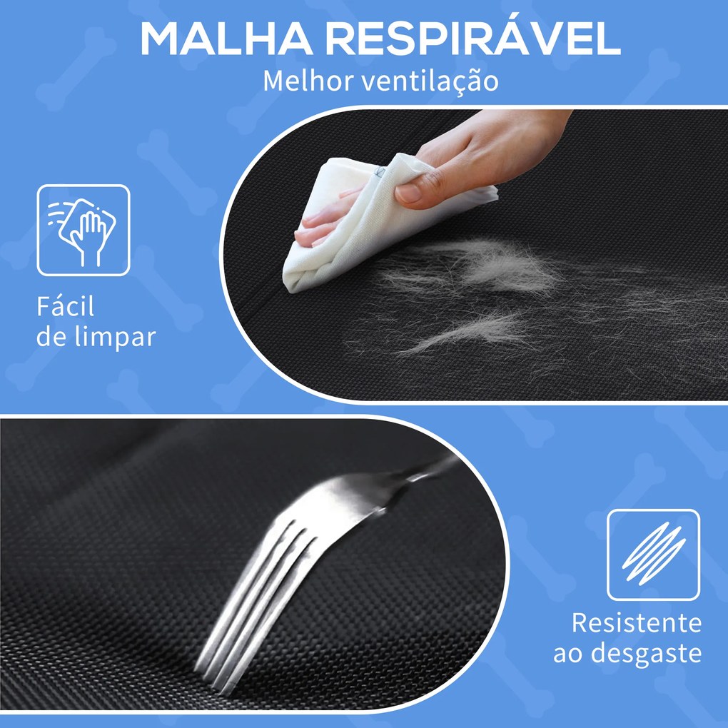 Cama Elevada para Cães Respirável para Cães Pequenos 91x69x29 cm Tecido de Textilene Apoio de Cabeça Preto
