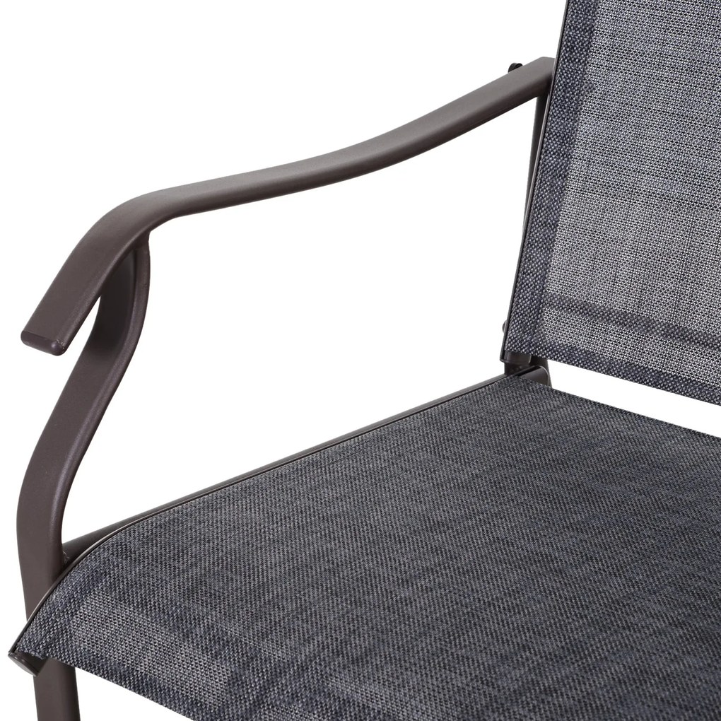 Outsunny Conjunto de Móveis de Jardim Conjunto de 2 Cadeiras de Balanço 1 Mesa de Metal Textilene para Pátio Terraço 50x50x60 cm Carga 160 kg