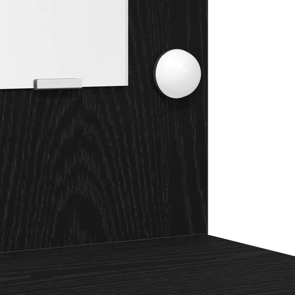 Conjunto de Mesa de Maquiagem 2 Peças com LED Preto em Madeira Estrutu