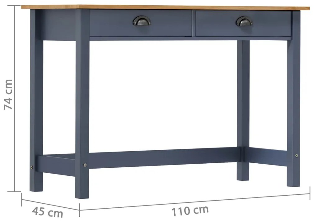 Mesa consola Hill c/ 2 gavetas 110x45x74cm pinho maciço cinza