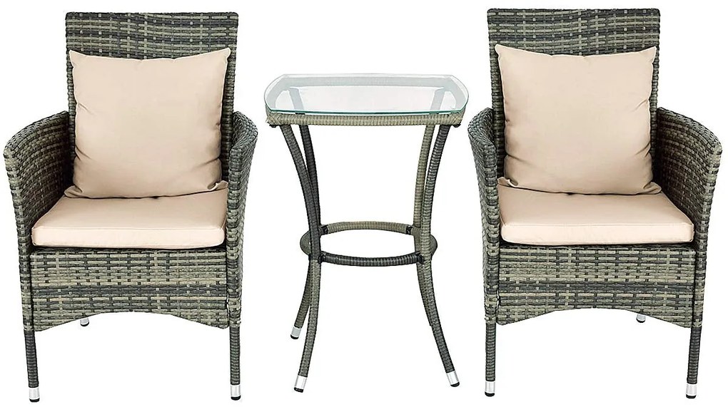 Conjunto de 3 Peças em Vime para Exterior "Nordin" – 2 Poltronas e 1 M