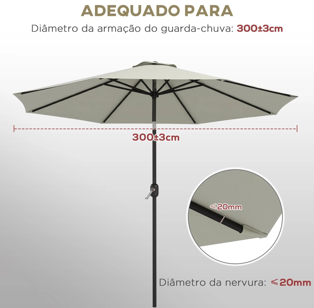 Toldo de Substituição para Chapéu de Sol de 3 m com Ventilação Superior para Exterior Jardim Pátio Piscina Creme