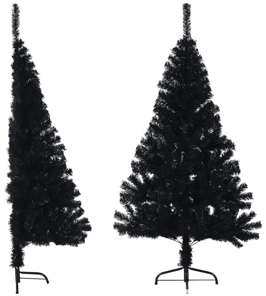 vidaXL Meia árvore de Natal artificial com suporte 120 cm PVC preto