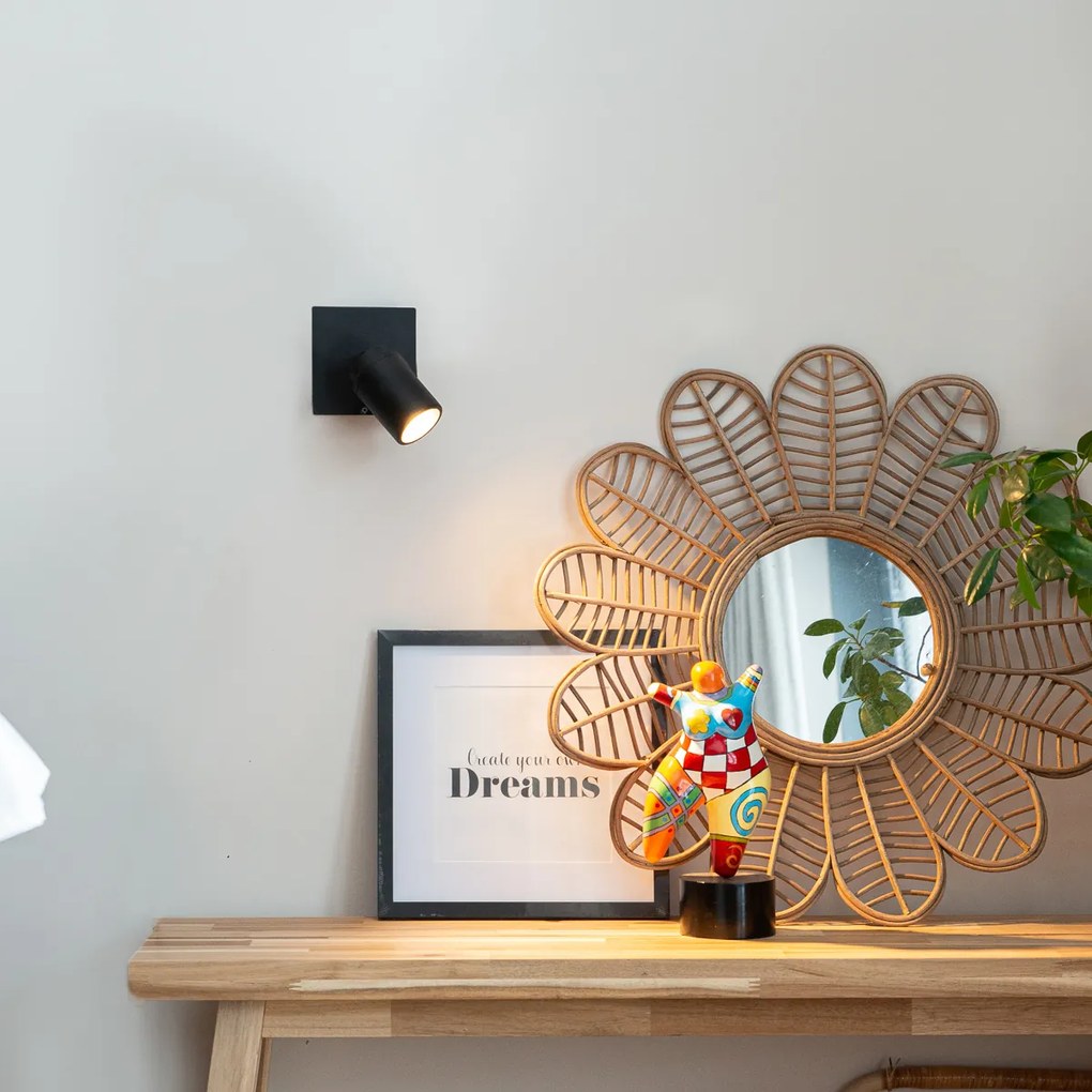 Foco de teto moderno preto quadrado IP44 - Ducha