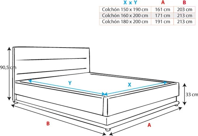 Cama Hidráulica com Arrumação "Naomi" - 150x190 cm - Preto - Polipele