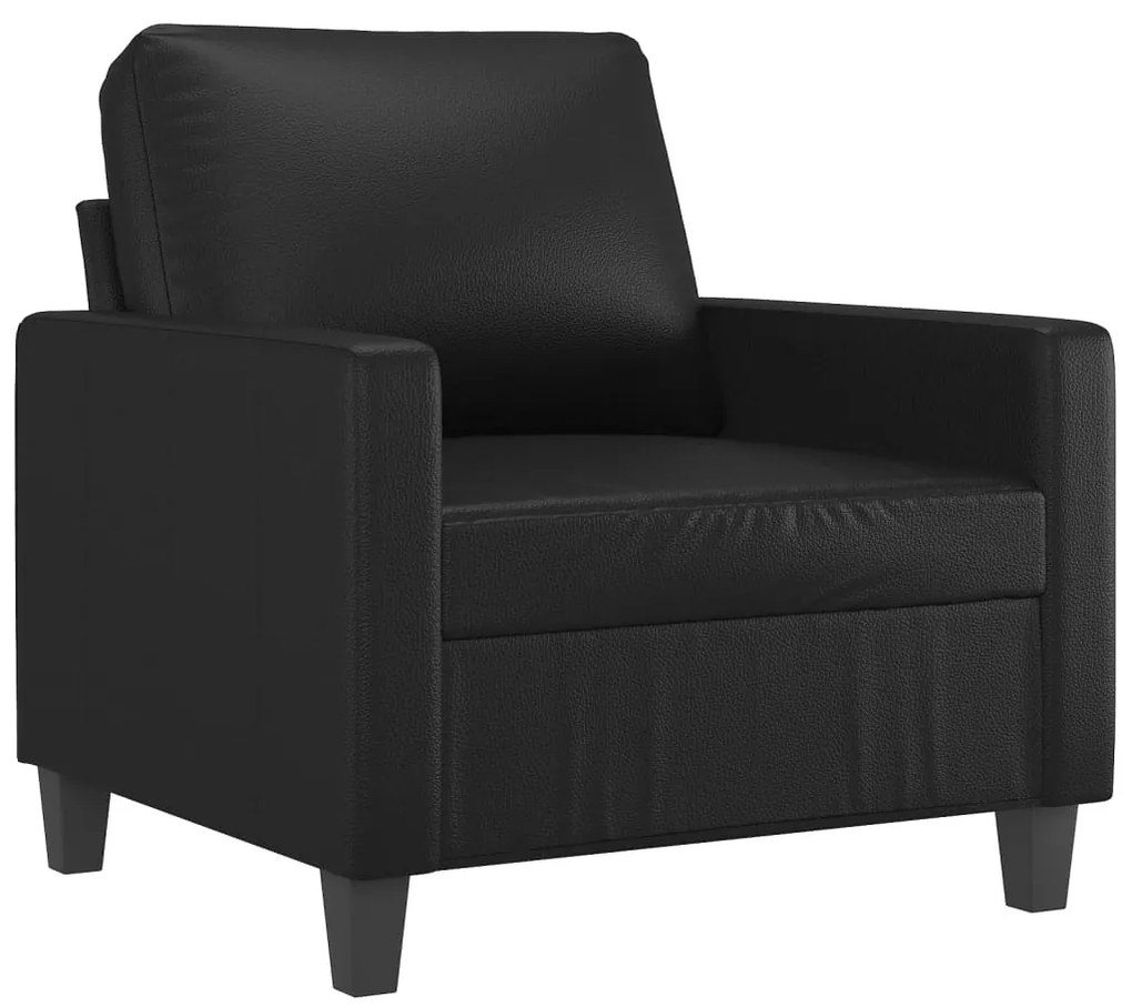 4 pcs conjunto de sofás com almofadões couro artificial preto
