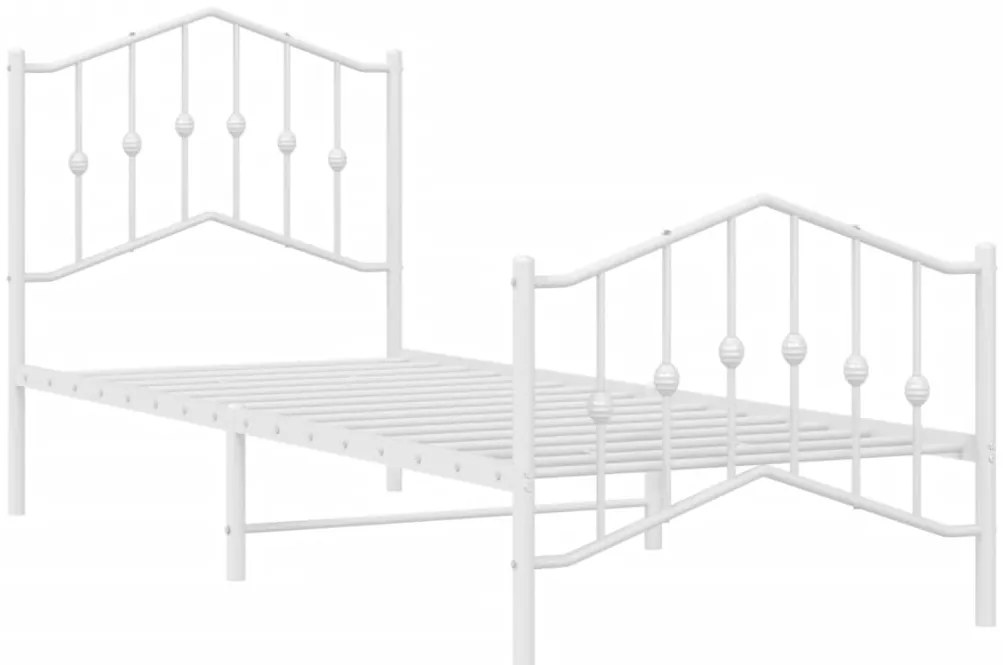 Estrutura de cama com cabeceira e pés 90x200 cm metal branco